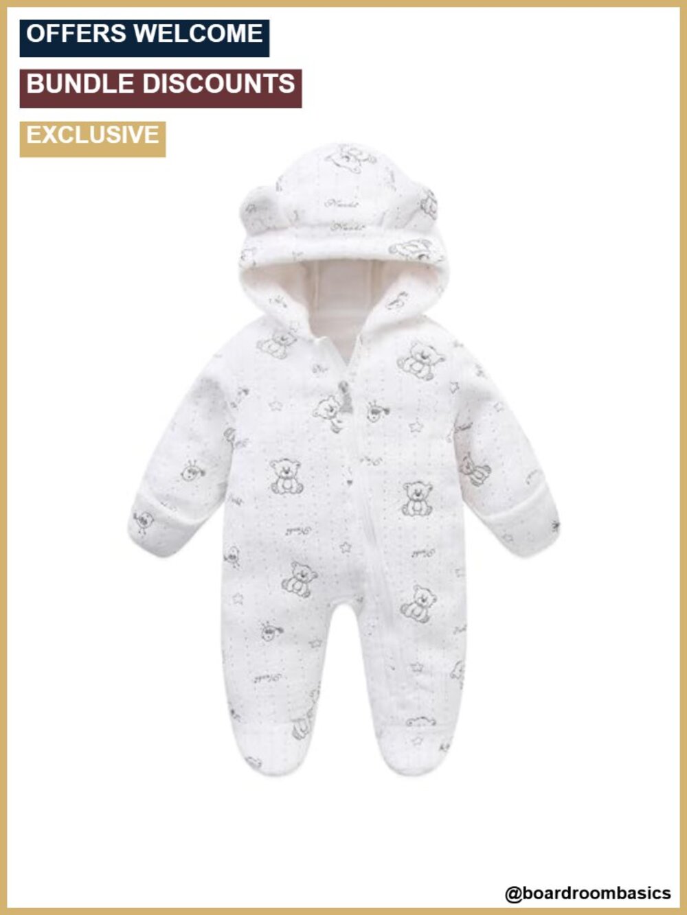 Newborn Fleece Footie Snowsuit Hooded Romper Winter Baby Jumpsuit 0-12M